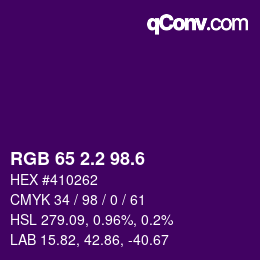カラーコード: RGB 65 2.2 98.6 | qconv.com