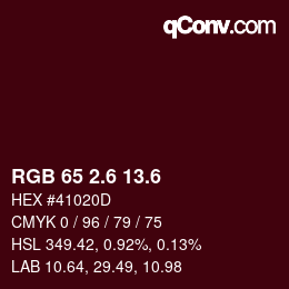 カラーコード: RGB 65 2.6 13.6 | qconv.com