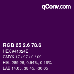 カラーコード: RGB 65 2.6 78.6 | qconv.com