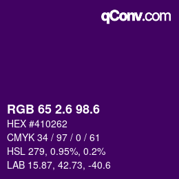 カラーコード: RGB 65 2.6 98.6 | qconv.com