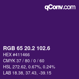 カラーコード: RGB 65 20.2 102.6 | qconv.com