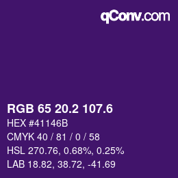 カラーコード: RGB 65 20.2 107.6 | qconv.com