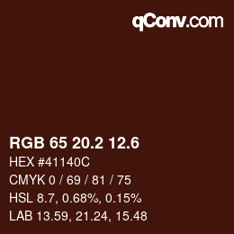 カラーコード: RGB 65 20.2 12.6 | qconv.com