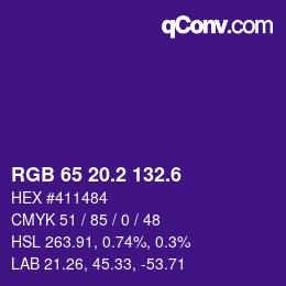 カラーコード: RGB 65 20.2 132.6 | qconv.com