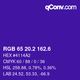 カラーコード: RGB 65 20.2 162.6 | qconv.com