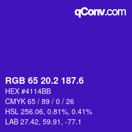 カラーコード: RGB 65 20.2 187.6 | qconv.com