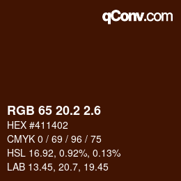 カラーコード: RGB 65 20.2 2.6 | qconv.com