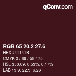 カラーコード: RGB 65 20.2 27.6 | qconv.com