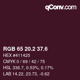カラーコード: RGB 65 20.2 37.6 | qconv.com