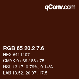 カラーコード: RGB 65 20.2 7.6 | qconv.com