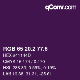 カラーコード: RGB 65 20.2 77.6 | qconv.com