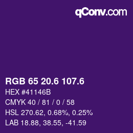 カラーコード: RGB 65 20.6 107.6 | qconv.com