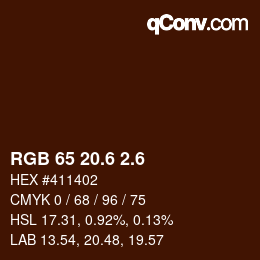 カラーコード: RGB 65 20.6 2.6 | qconv.com