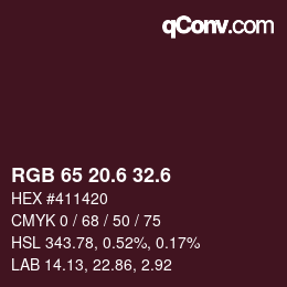 カラーコード: RGB 65 20.6 32.6 | qconv.com
