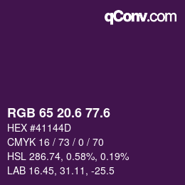 カラーコード: RGB 65 20.6 77.6 | qconv.com
