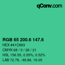 Color code: RGB 65 200.6 147.6 | qconv.com