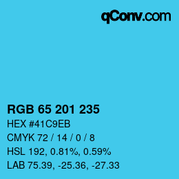 カラーコード: RGB 65 201 235 | qconv.com