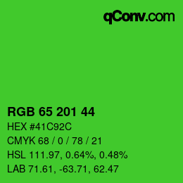 Farbcode: RGB 65 201 44 | qconv.com