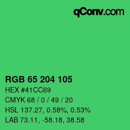 Color code: RGB 65 204 105 | qconv.com