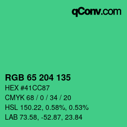 Color code: RGB 65 204 135 | qconv.com