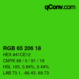 Color code: RGB 65 206 18 | qconv.com