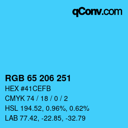 Color code: RGB 65 206 251 | qconv.com