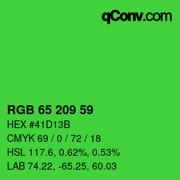 颜色代码: RGB 65 209 59 | qconv.com