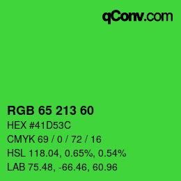 カラーコード: RGB 65 213 60 | qconv.com