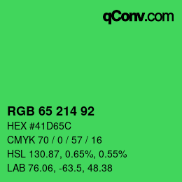 カラーコード: RGB 65 214 92 | qconv.com