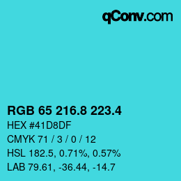 カラーコード: RGB 65 216.8 223.4 | qconv.com