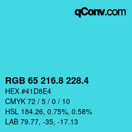 カラーコード: RGB 65 216.8 228.4 | qconv.com