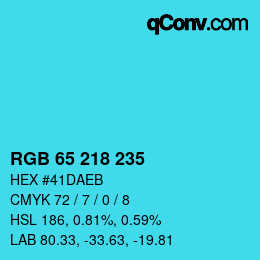 Farbcode: RGB 65 218 235 | qconv.com