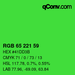 カラーコード: RGB 65 221 59 | qconv.com