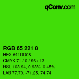 カラーコード: RGB 65 221 8 | qconv.com