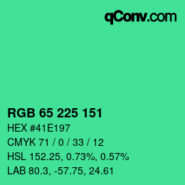 Color code: RGB 65 225 151 | qconv.com
