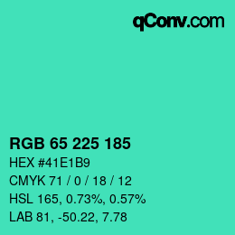 颜色代码: RGB 65 225 185 | qconv.com