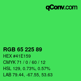Color code: RGB 65 225 89 | qconv.com