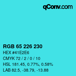 Color code: RGB 65 226 230 | qconv.com
