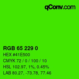 Color code: RGB 65 229 0 | qconv.com