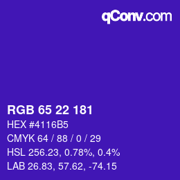 カラーコード: RGB 65 22 181 | qconv.com