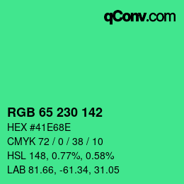 颜色代码: RGB 65 230 142 | qconv.com