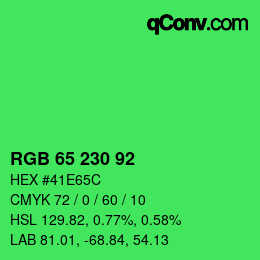 カラーコード: RGB 65 230 92 | qconv.com