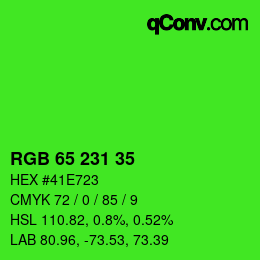 颜色代码: RGB 65 231 35 | qconv.com
