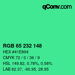 Color code: RGB 65 232 148 | qconv.com