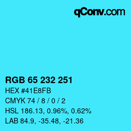 Farbcode: RGB 65 232 251 | qconv.com