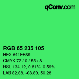 カラーコード: RGB 65 235 105 | qconv.com