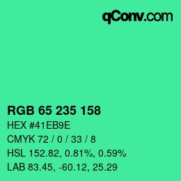 カラーコード: RGB 65 235 158 | qconv.com