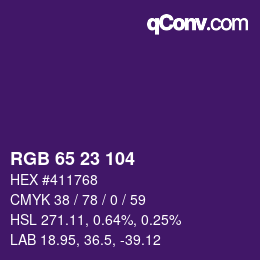 カラーコード: RGB 65 23 104 | qconv.com