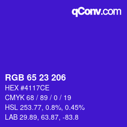 Color code: RGB 65 23 206 | qconv.com