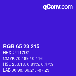 Color code: RGB 65 23 215 | qconv.com